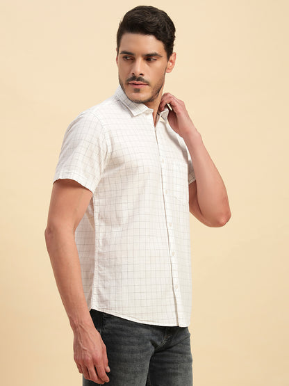 Casual Shirt for Men | Breathable & Soft with Color Fastness Regular Fit Spread Collar Neck Cotton Fabric Checkered Pattern