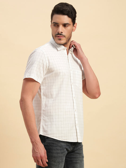 Casual Shirt for Men | Breathable & Soft with Color Fastness Regular Fit Spread Collar Neck Cotton Fabric Checkered Pattern
