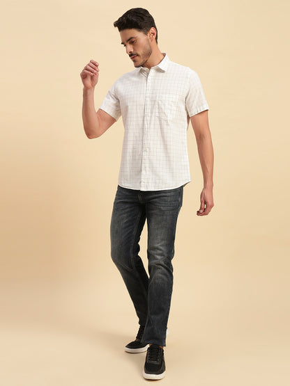 Casual Shirt for Men | Breathable & Soft with Color Fastness Regular Fit Spread Collar Neck Cotton Fabric Checkered Pattern