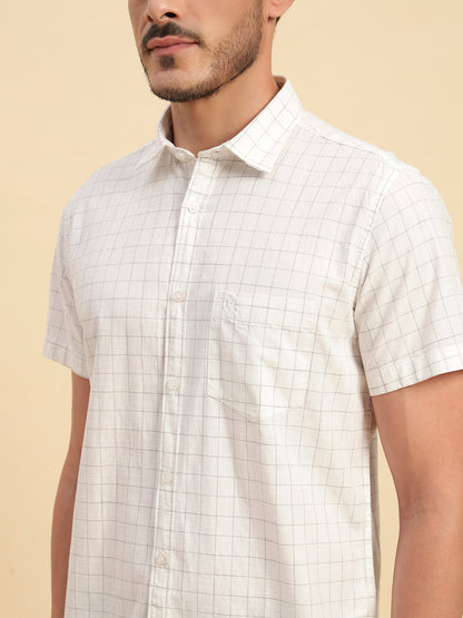 Casual Shirt for Men | Breathable & Soft with Color Fastness Regular Fit Spread Collar Neck Cotton Fabric Checkered Pattern