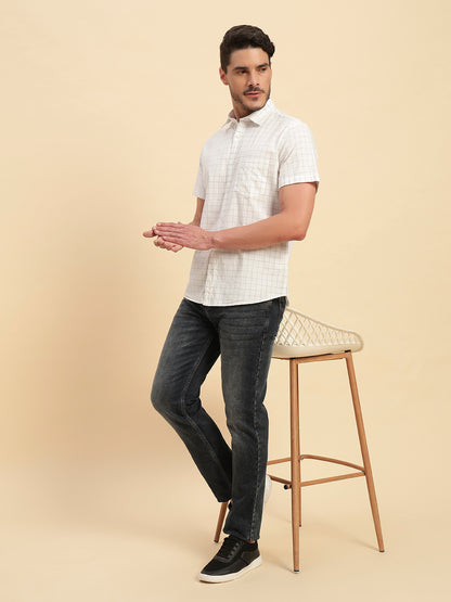Casual Shirt for Men | Breathable & Soft with Color Fastness Regular Fit Spread Collar Neck Cotton Fabric Checkered Pattern