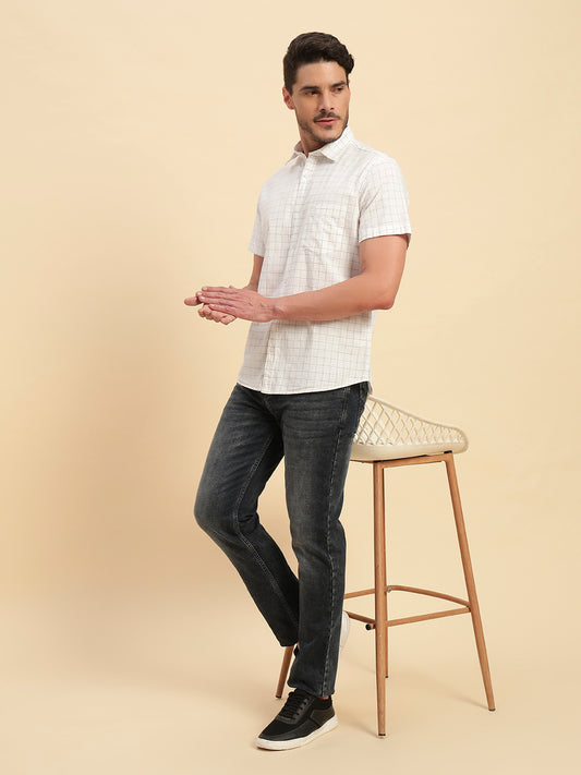 Casual Shirt for Men | Breathable & Soft with Color Fastness Regular Fit Spread Collar Neck Cotton Fabric Checkered Pattern