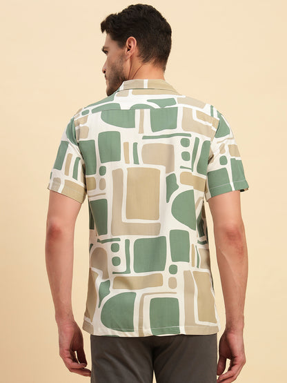 Casual Shirt for Men | Breathable & Soft with Color Fastness Regular Fit Spread Collar Neck Viscose Fabric Printed Pattern