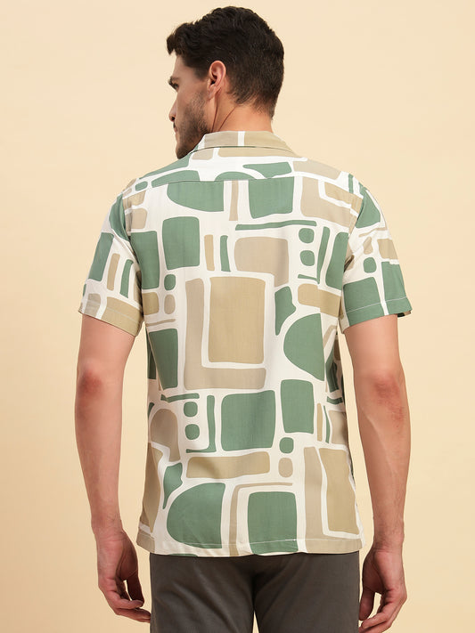 Casual Shirt for Men | Breathable & Soft with Color Fastness Regular Fit Spread Collar Neck Viscose Fabric Printed Pattern