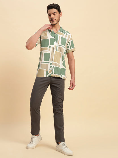 Casual Shirt for Men | Breathable & Soft with Color Fastness Regular Fit Spread Collar Neck Viscose Fabric Printed Pattern