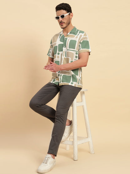 Casual Shirt for Men | Breathable & Soft with Color Fastness Regular Fit Spread Collar Neck Viscose Fabric Printed Pattern
