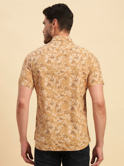 Casual Shirt for Men | Breathable & Soft with Color Fastness Regular Fit Spread Collar Neck Cotton Fabric Printed Pattern
