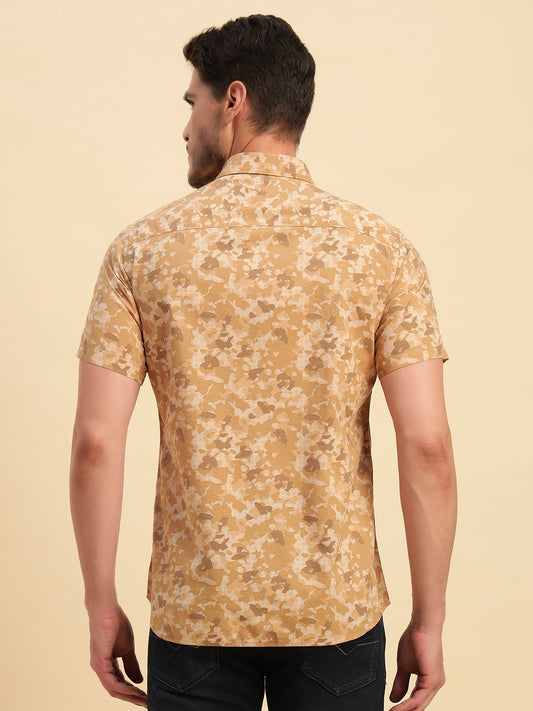 Casual Shirt for Men | Breathable & Soft with Color Fastness Regular Fit Spread Collar Neck Cotton Fabric Printed Pattern