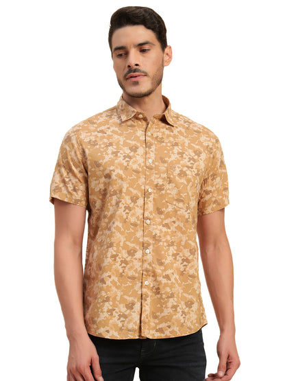Casual Shirt for Men | Breathable & Soft with Color Fastness Regular Fit Spread Collar Neck Cotton Fabric Printed Pattern