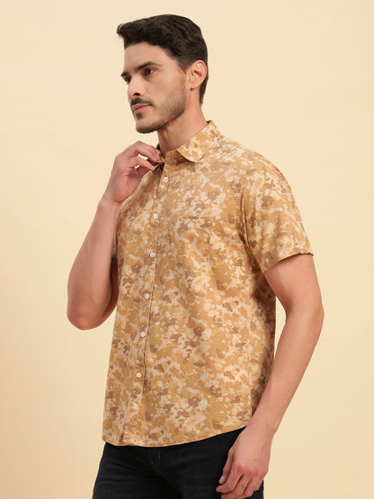 Casual Shirt for Men | Breathable & Soft with Color Fastness Regular Fit Spread Collar Neck Cotton Fabric Printed Pattern