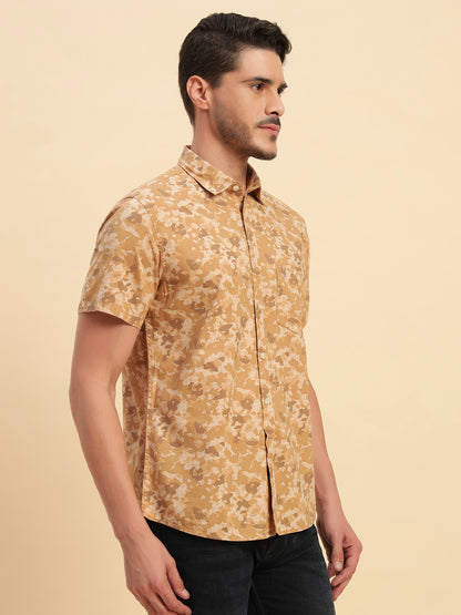 Casual Shirt for Men | Breathable & Soft with Color Fastness Regular Fit Spread Collar Neck Cotton Fabric Printed Pattern