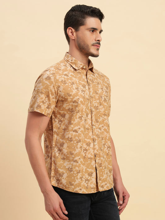 Casual Shirt for Men | Breathable & Soft with Color Fastness Regular Fit Spread Collar Neck Cotton Fabric Printed Pattern