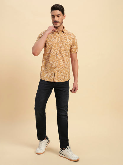 Casual Shirt for Men | Breathable & Soft with Color Fastness Regular Fit Spread Collar Neck Cotton Fabric Printed Pattern