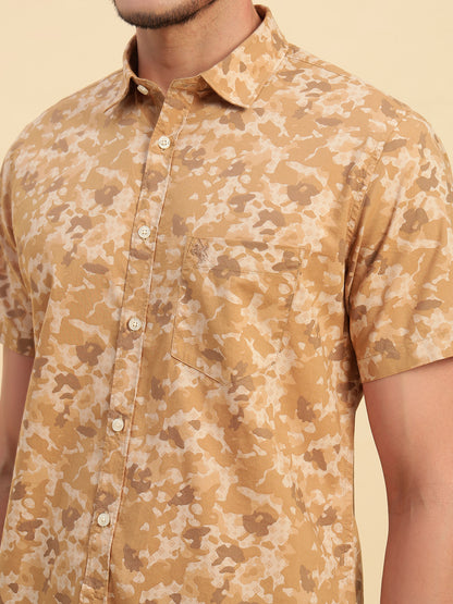 Casual Shirt for Men | Breathable & Soft with Color Fastness Regular Fit Spread Collar Neck Cotton Fabric Printed Pattern