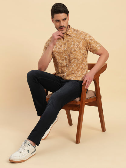 Casual Shirt for Men | Breathable & Soft with Color Fastness Regular Fit Spread Collar Neck Cotton Fabric Printed Pattern