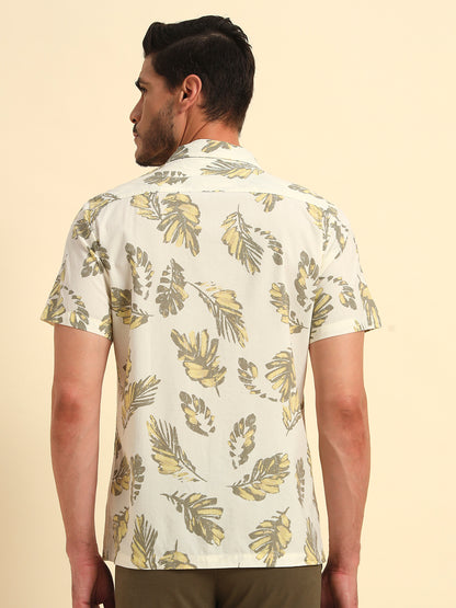 Casual Shirt for Men | Breathable & Soft with Color Fastness Regular Fit Spread Collar Neck Cotton Fabric Printed Pattern