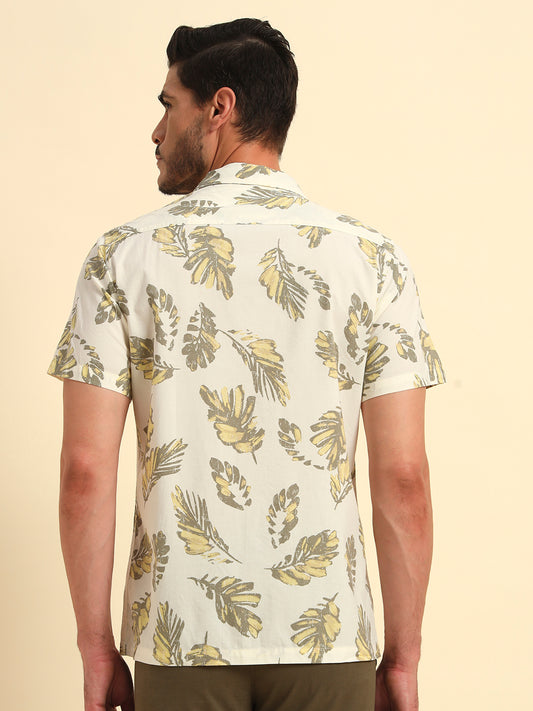 Casual Shirt for Men | Breathable & Soft with Color Fastness Regular Fit Spread Collar Neck Cotton Fabric Printed Pattern
