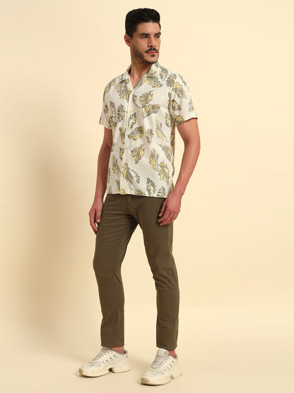 Casual Shirt for Men | Breathable & Soft with Color Fastness Regular Fit Spread Collar Neck Cotton Fabric Printed Pattern