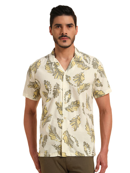 Casual Shirt for Men | Breathable & Soft with Color Fastness Regular Fit Spread Collar Neck Cotton Fabric Printed Pattern