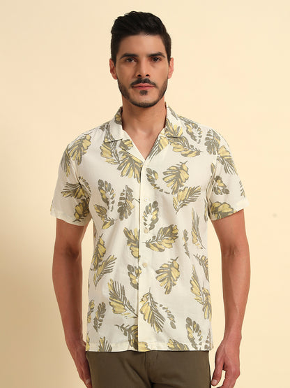 Casual Shirt for Men | Breathable & Soft with Color Fastness Regular Fit Spread Collar Neck Cotton Fabric Printed Pattern
