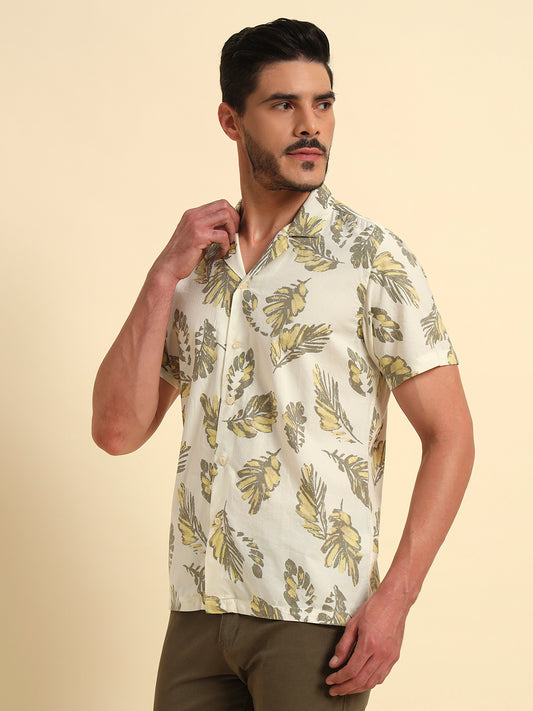 Casual Shirt for Men | Breathable & Soft with Color Fastness Regular Fit Spread Collar Neck Cotton Fabric Printed Pattern