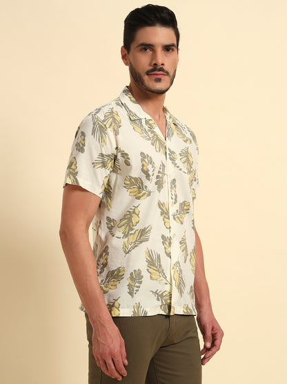Casual Shirt for Men | Breathable & Soft with Color Fastness Regular Fit Spread Collar Neck Cotton Fabric Printed Pattern