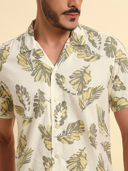 Casual Shirt for Men | Breathable & Soft with Color Fastness Regular Fit Spread Collar Neck Cotton Fabric Printed Pattern