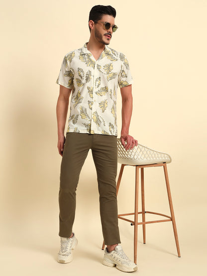 Casual Shirt for Men | Breathable & Soft with Color Fastness Regular Fit Spread Collar Neck Cotton Fabric Printed Pattern