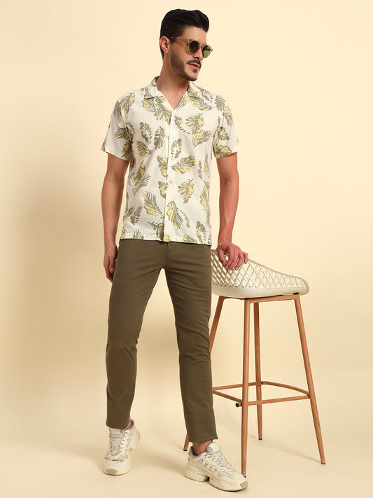 Casual Shirt for Men | Breathable & Soft with Color Fastness Regular Fit Spread Collar Neck Cotton Fabric Printed Pattern