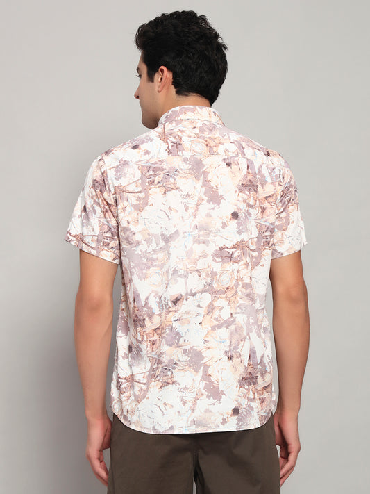 Casual Shirt for Men | Breathable & Soft with Color Fastness Regular Fit Spread Collar Neck Cotton Fabric Printed Pattern