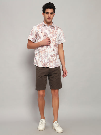 Casual Shirt for Men | Breathable & Soft with Color Fastness Regular Fit Spread Collar Neck Cotton Fabric Printed Pattern