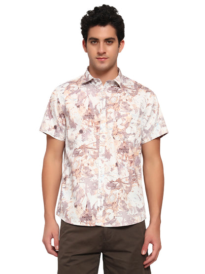 Casual Shirt for Men | Breathable & Soft with Color Fastness Regular Fit Spread Collar Neck Cotton Fabric Printed Pattern