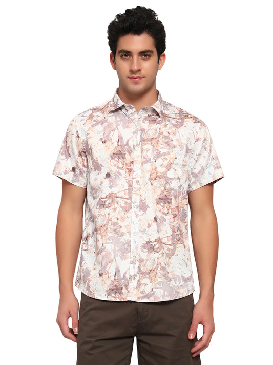 Casual Shirt for Men | Breathable & Soft with Color Fastness Regular Fit Spread Collar Neck Cotton Fabric Printed Pattern