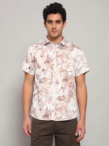 Casual Shirt for Men | Breathable & Soft with Color Fastness Regular Fit Spread Collar Neck Cotton Fabric Printed Pattern