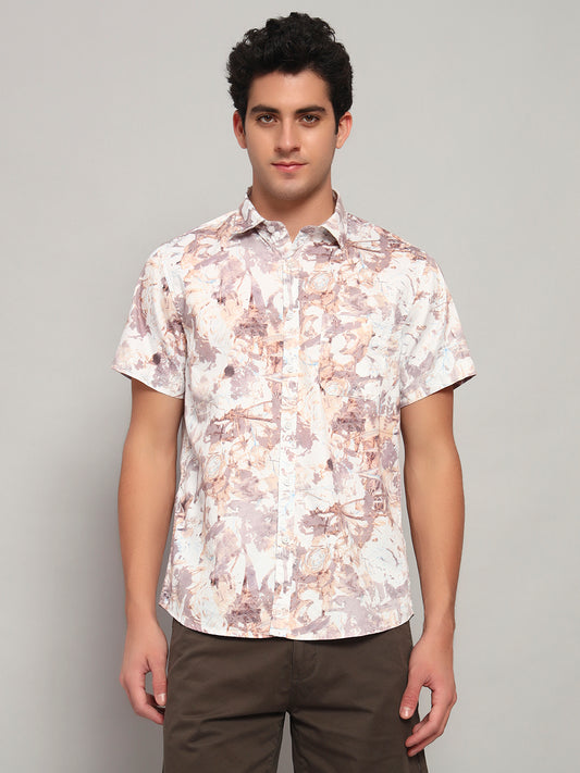 Casual Shirt for Men | Breathable & Soft with Color Fastness Regular Fit Spread Collar Neck Cotton Fabric Printed Pattern