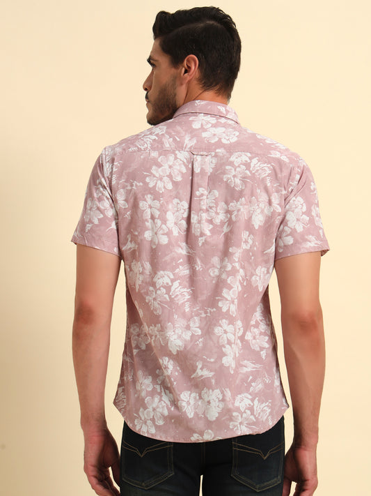 Casual Shirt for Men | Breathable & Soft with Color Fastness Regular Fit Spread Collar Neck Viscose Fabric Printed Pattern