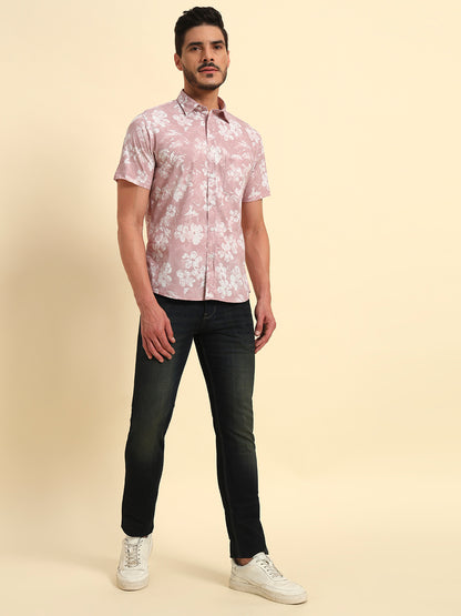 Casual Shirt for Men | Breathable & Soft with Color Fastness Regular Fit Spread Collar Neck Viscose Fabric Printed Pattern