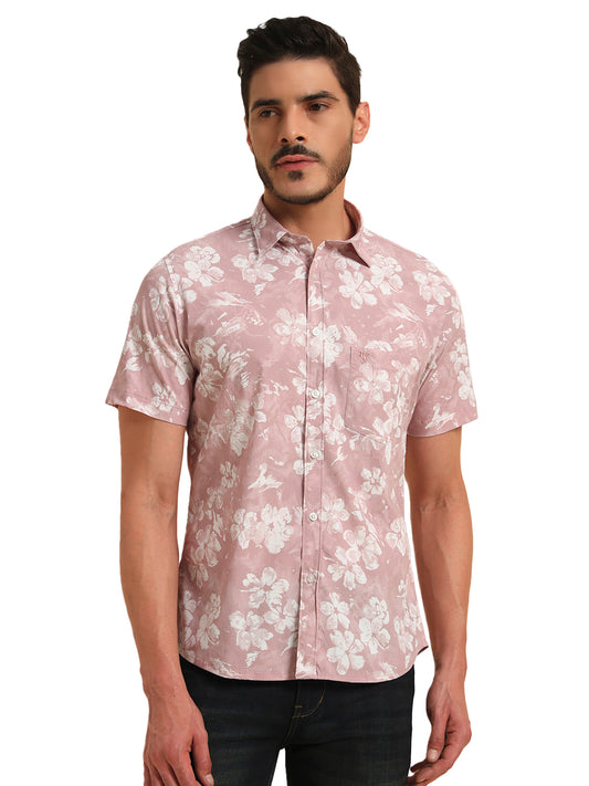 Casual Shirt for Men | Breathable & Soft with Color Fastness Regular Fit Spread Collar Neck Viscose Fabric Printed Pattern