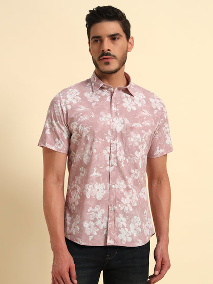 Casual Shirt for Men | Breathable & Soft with Color Fastness Regular Fit Spread Collar Neck Viscose Fabric Printed Pattern