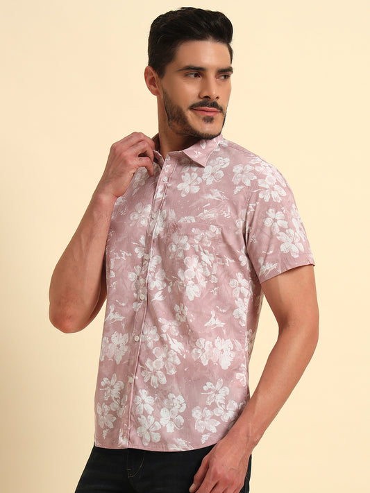 Casual Shirt for Men | Breathable & Soft with Color Fastness Regular Fit Spread Collar Neck Viscose Fabric Printed Pattern