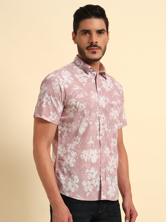 Casual Shirt for Men | Breathable & Soft with Color Fastness Regular Fit Spread Collar Neck Viscose Fabric Printed Pattern