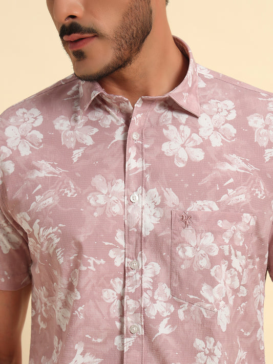 Casual Shirt for Men | Breathable & Soft with Color Fastness Regular Fit Spread Collar Neck Viscose Fabric Printed Pattern