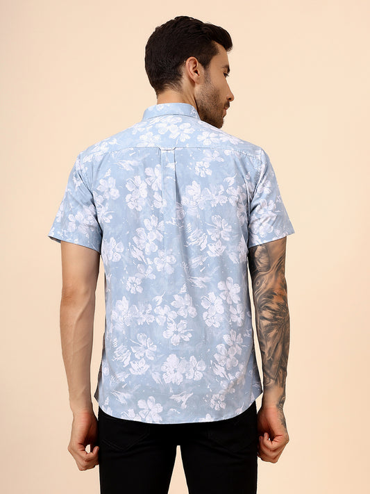 Casual Shirt for Men | Breathable & Soft with Color Fastness Regular Fit Spread Collar Neck Viscose Fabric Printed Pattern
