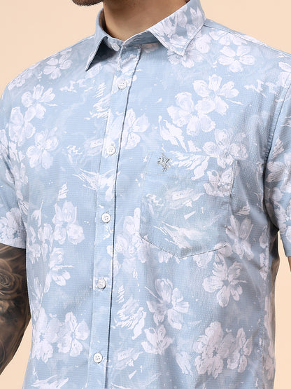 Casual Shirt for Men | Breathable & Soft with Color Fastness Regular Fit Spread Collar Neck Viscose Fabric Printed Pattern