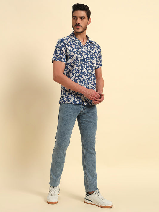 Casual Shirt for Men | Breathable & Soft with Color Fastness Regular Fit Spread Collar Neck Cotton Fabric Printed Pattern