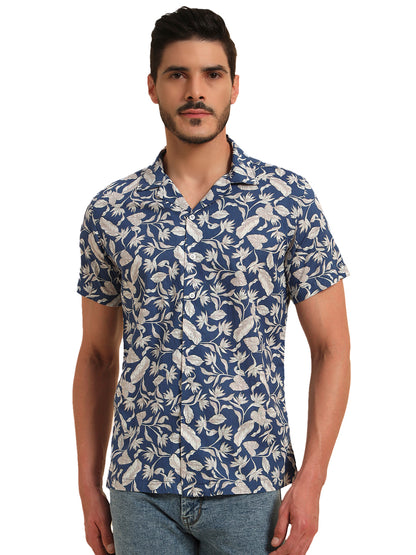 Casual Shirt for Men | Breathable & Soft with Color Fastness Regular Fit Spread Collar Neck Cotton Fabric Printed Pattern
