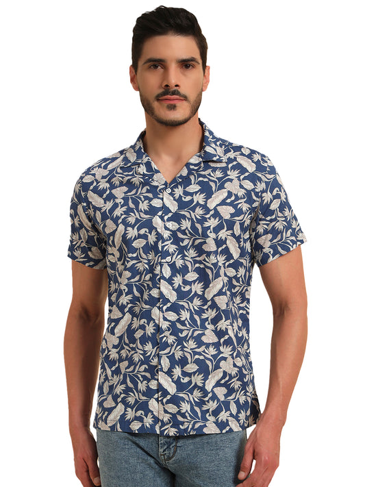 Casual Shirt for Men | Breathable & Soft with Color Fastness Regular Fit Spread Collar Neck Cotton Fabric Printed Pattern