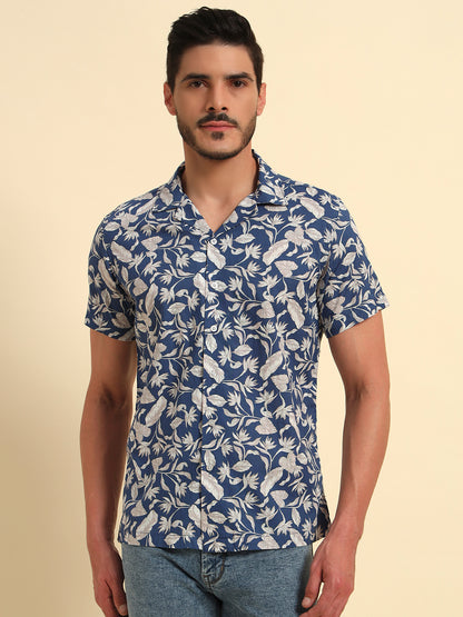 Casual Shirt for Men | Breathable & Soft with Color Fastness Regular Fit Spread Collar Neck Cotton Fabric Printed Pattern