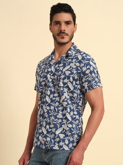 Casual Shirt for Men | Breathable & Soft with Color Fastness Regular Fit Spread Collar Neck Cotton Fabric Printed Pattern