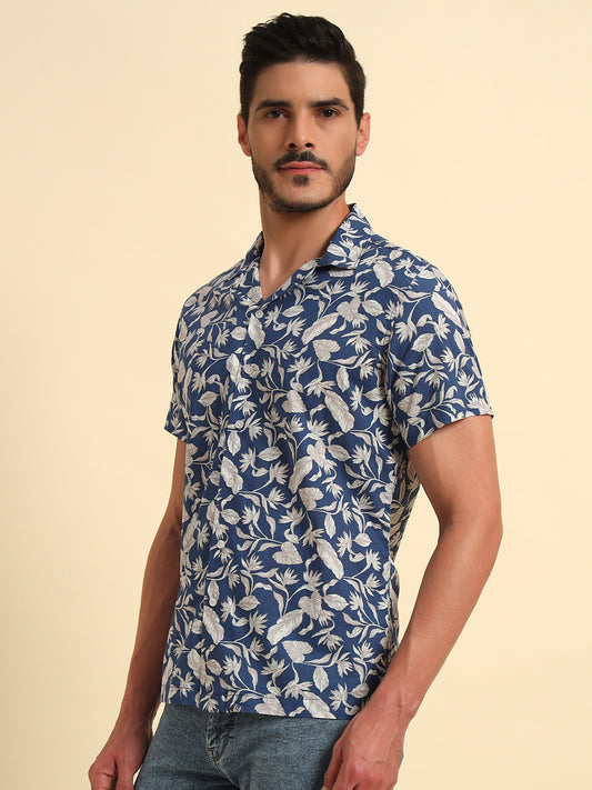Casual Shirt for Men | Breathable & Soft with Color Fastness Regular Fit Spread Collar Neck Cotton Fabric Printed Pattern